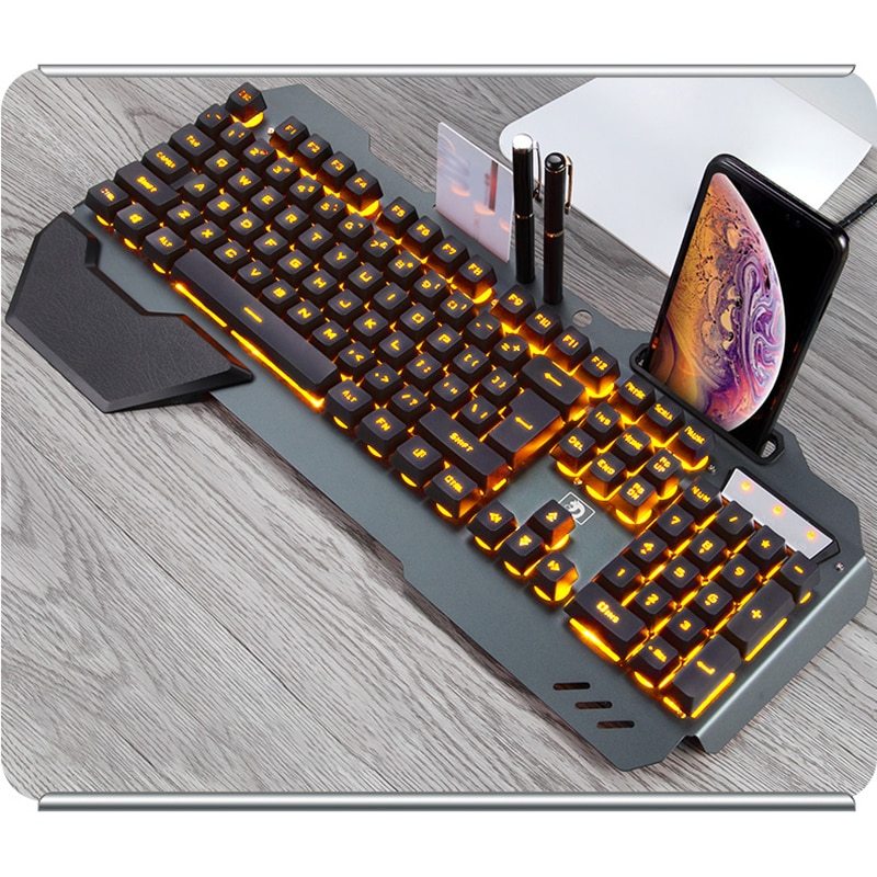 ErgonomicWired Gaming Keyboard with RGB Backlight Phone Holder - MAGM Enterprises LLC