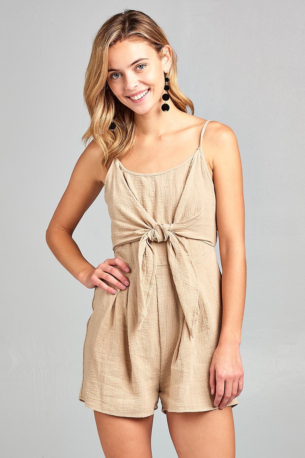 Women's Front Tie Tank Romper with Open back Top Wear - MAGM Enterprises LLC