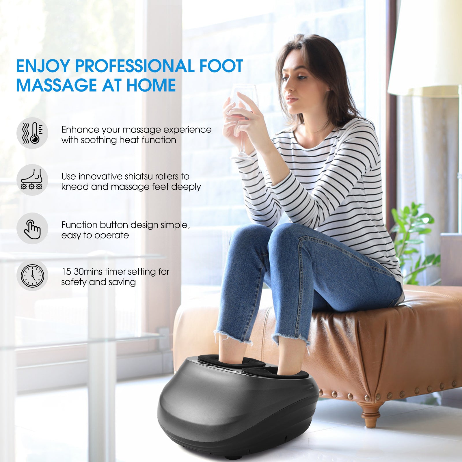 Foot Massager Machine With Heat And Massage Gifts For Men And Women Shiatsu Deep Kneading Electric Feet Massager For Home And Office Use - Mag Max Mart