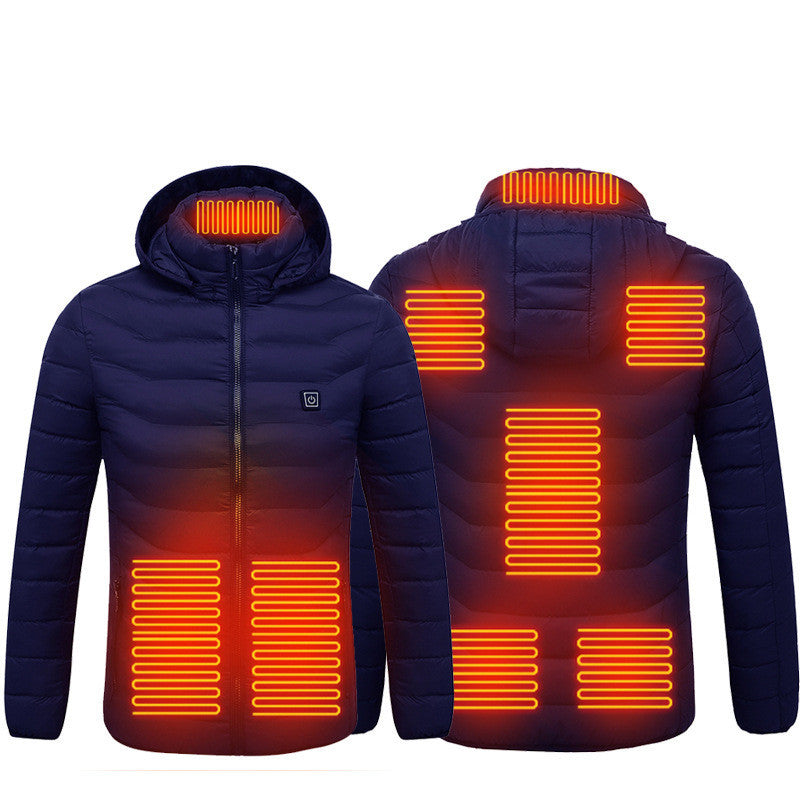 Men Heated Puffer Jacket Electric Heating Coat Insulated Hood Windbreaker 9Heat Zones - Mag Max Mart