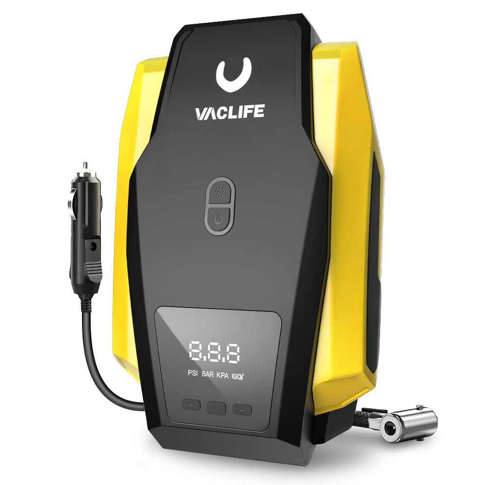 VacLife Air Compressor Tire Inflator, DC 12V Portable Air Compressor For Car Tires, Auto Tire Pump With LED Light, Digital Air Pump For Car Tires, Bicycles And Other Inflatables - MAGM Enterprises LLC