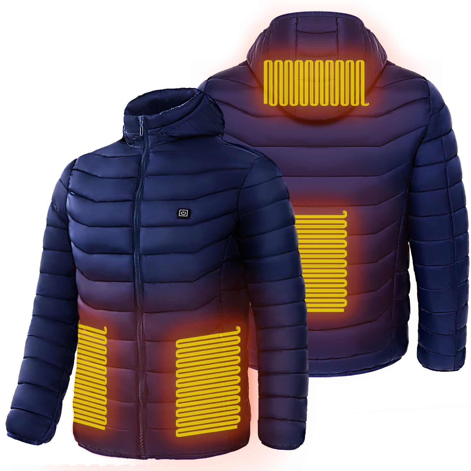 Men Heated Puffer Jacket Electric Heating Coat Insulated Hood Windbreaker 9Heat Zones - Mag Max Mart