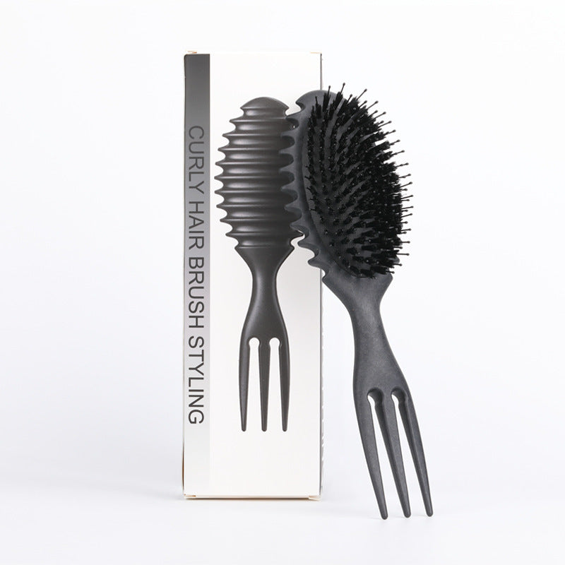 Curl Defining Bounce Hair Brush Barbershop Boar Bristle Comb Detangling Shaping Hairbrushes Professional Salon Home Styling Comb Women Hair Brush - Mag Max Mart