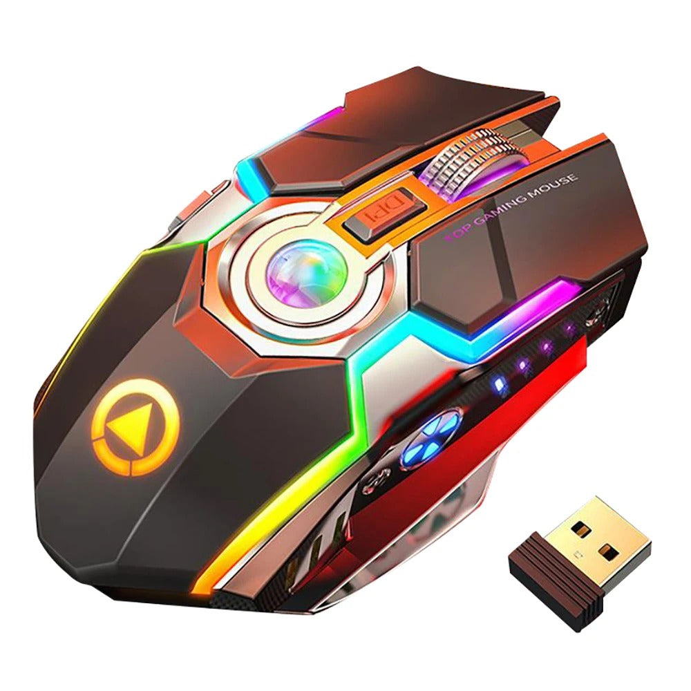 Color Wireless Gaming RGB Rechargeable Mute Button Mouse - Mag Max Mart