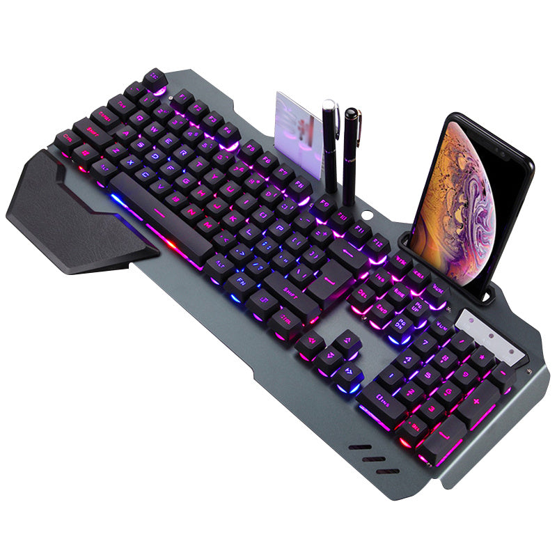 ErgonomicWired Gaming Keyboard with RGB Backlight Phone Holder - MAGM Enterprises LLC