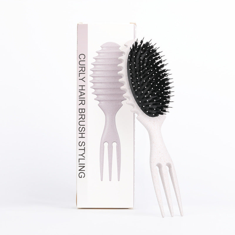 Curl Defining Bounce Hair Brush Barbershop Boar Bristle Comb Detangling Shaping Hairbrushes Professional Salon Home Styling Comb Women Hair Brush - Mag Max Mart