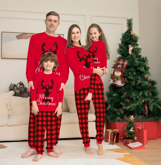 Christmas Family Matching Pajamas Set Christmas Holiday PJs Elk Top Pants Set Pajamas For Family Mom Dad Kids Baby - MAGM Enterprises LLC