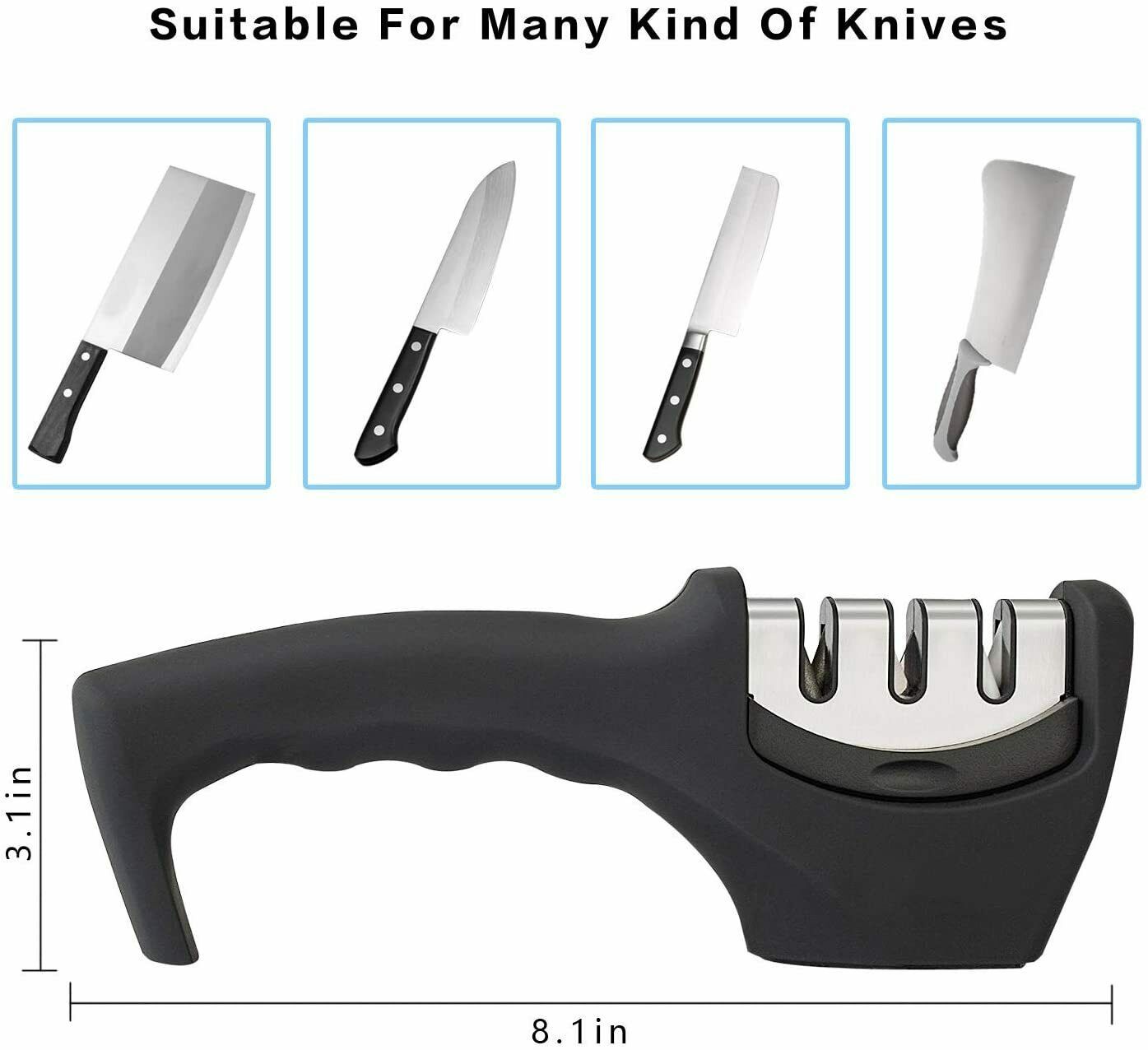 KNIFE SHARPENER Ceramic Tungsten Kitchen Knives Blade Sharpening System Tool USA - Mag Max Mart