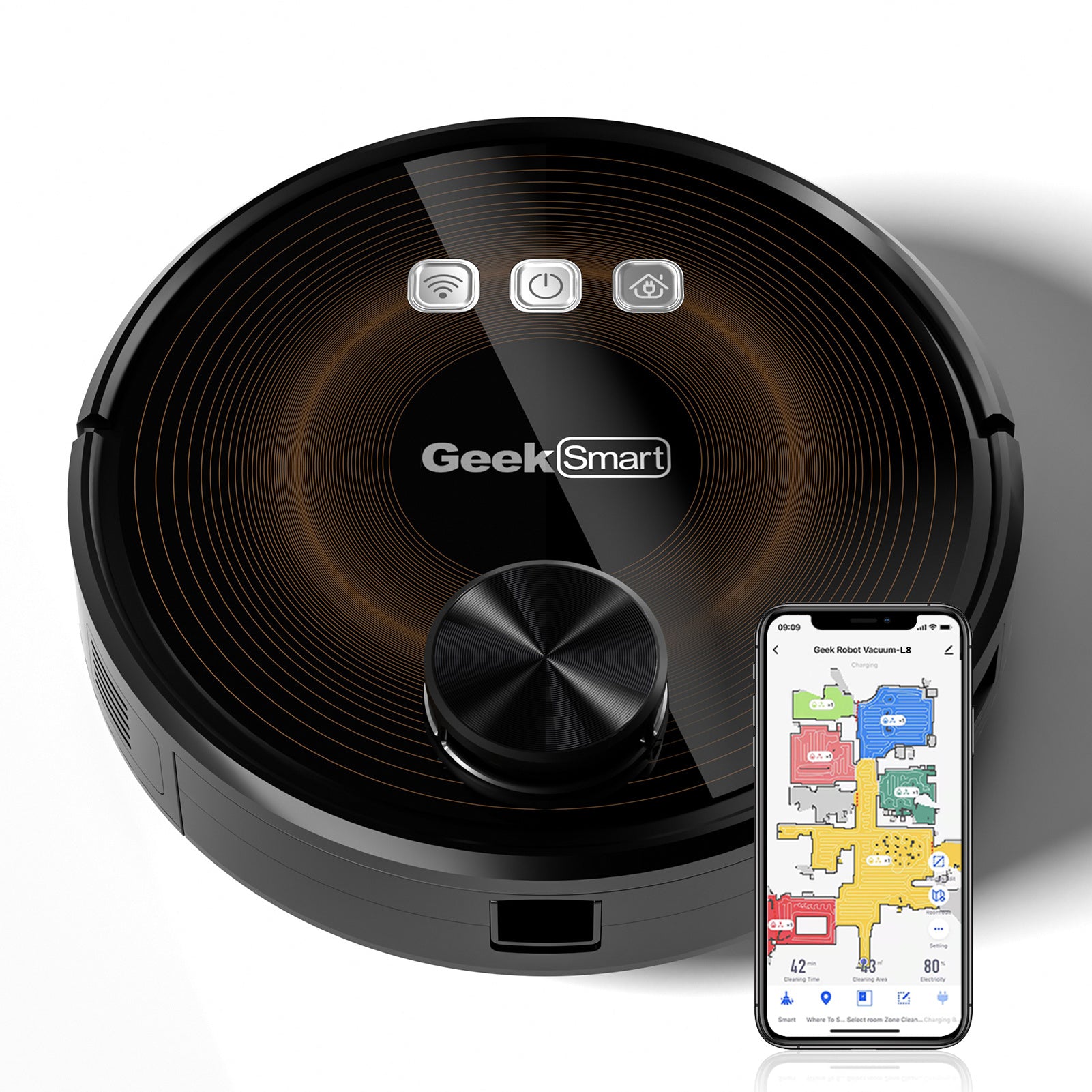 Geek Smart L8 Robot Vacuum Cleaner And Mop, LDS Navigation, Wi-Fi Connected APP - HOME VACUUM ROBOT - MAGM Enterprises LLC