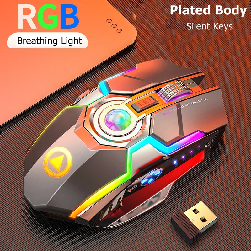 Color Wireless Gaming RGB Rechargeable Mute Button Mouse - Mag Max Mart