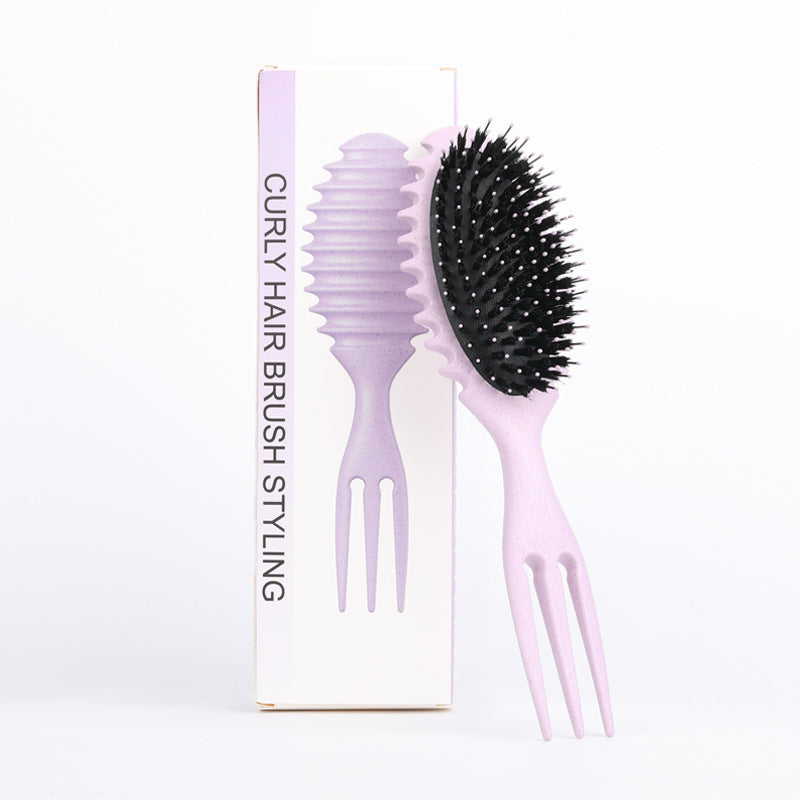 Curl Defining Bounce Hair Brush Barbershop Boar Bristle Comb Detangling Shaping Hairbrushes Professional Salon Home Styling Comb Women Hair Brush - Mag Max Mart