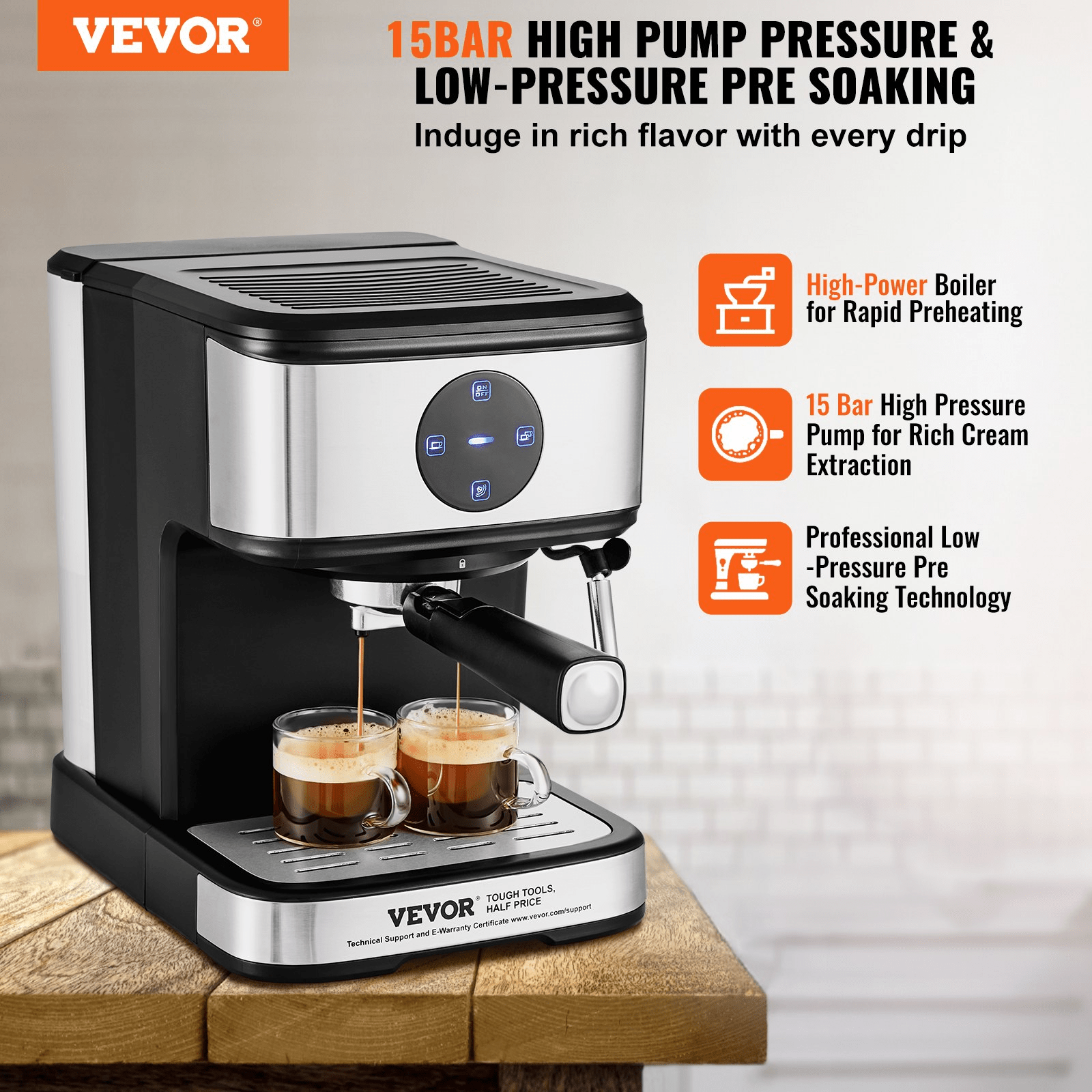 VEVOR Espresso Machine, 15 Bar Coffee and Espresso Maker with Milk - MAGM Enterprises LLC