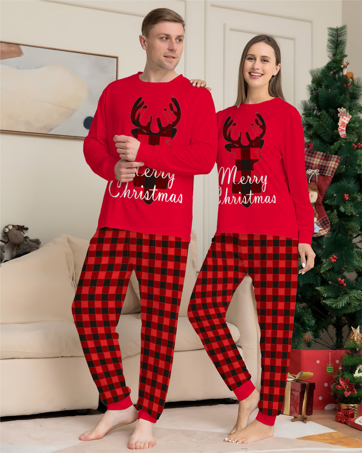 Christmas Family Matching Pajamas Set Christmas Holiday PJs Elk Top Pants Set Pajamas For Family Mom Dad Kids Baby - MAGM Enterprises LLC