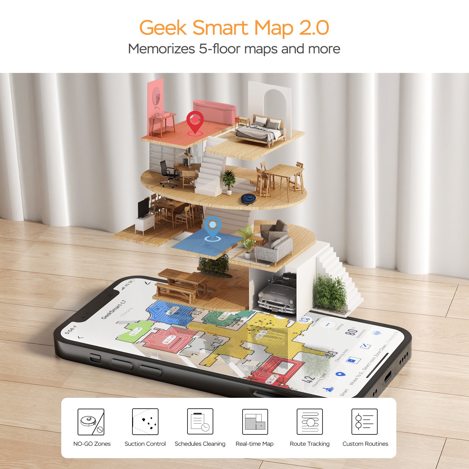 Geek Smart L7 Robot Vacuum Cleaner And Mop, LDS Navigation, & Wifi Connected - HOME VACUUM ROBOT - MAGM Enterprises LLC