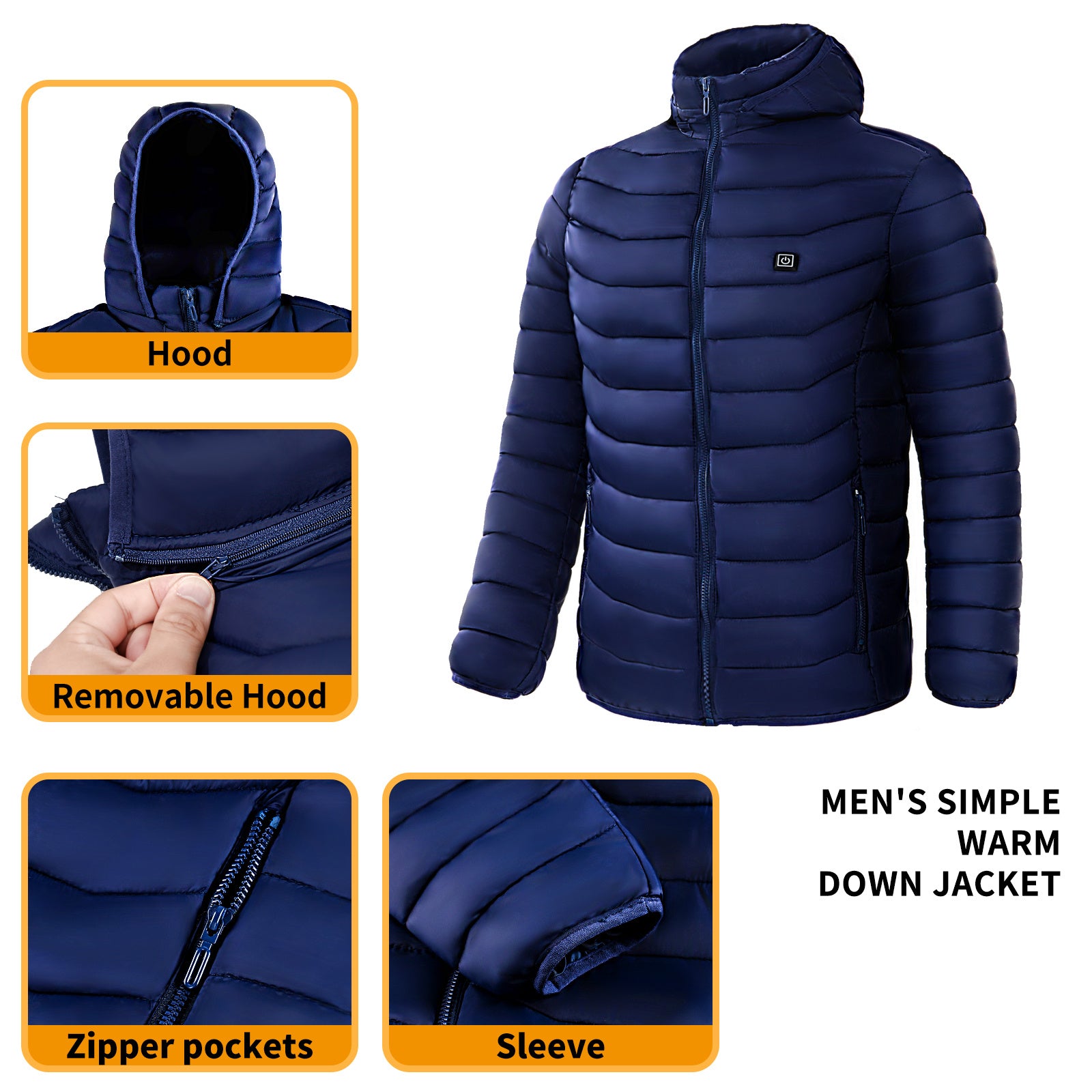 Men Heated Puffer Jacket Electric Heating Coat Insulated Hood Windbreaker 9Heat Zones - Mag Max Mart