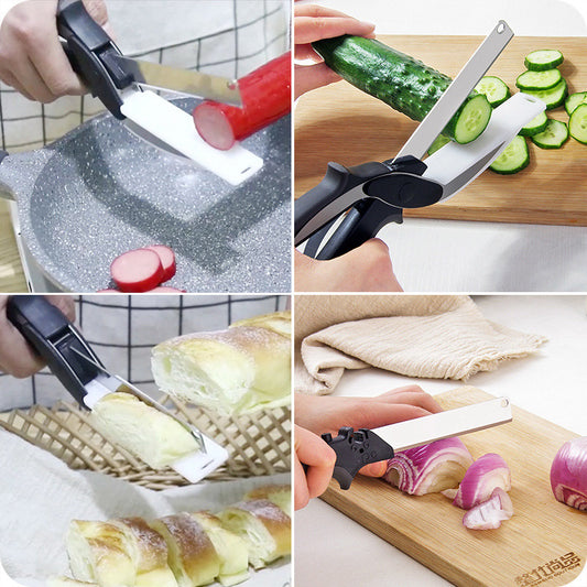 Stainless Steel Scissors Multifunctional Scissors Cutting Machine 2 In 1 Cutting Board Utility Knife - MAGM Enterprises LLC