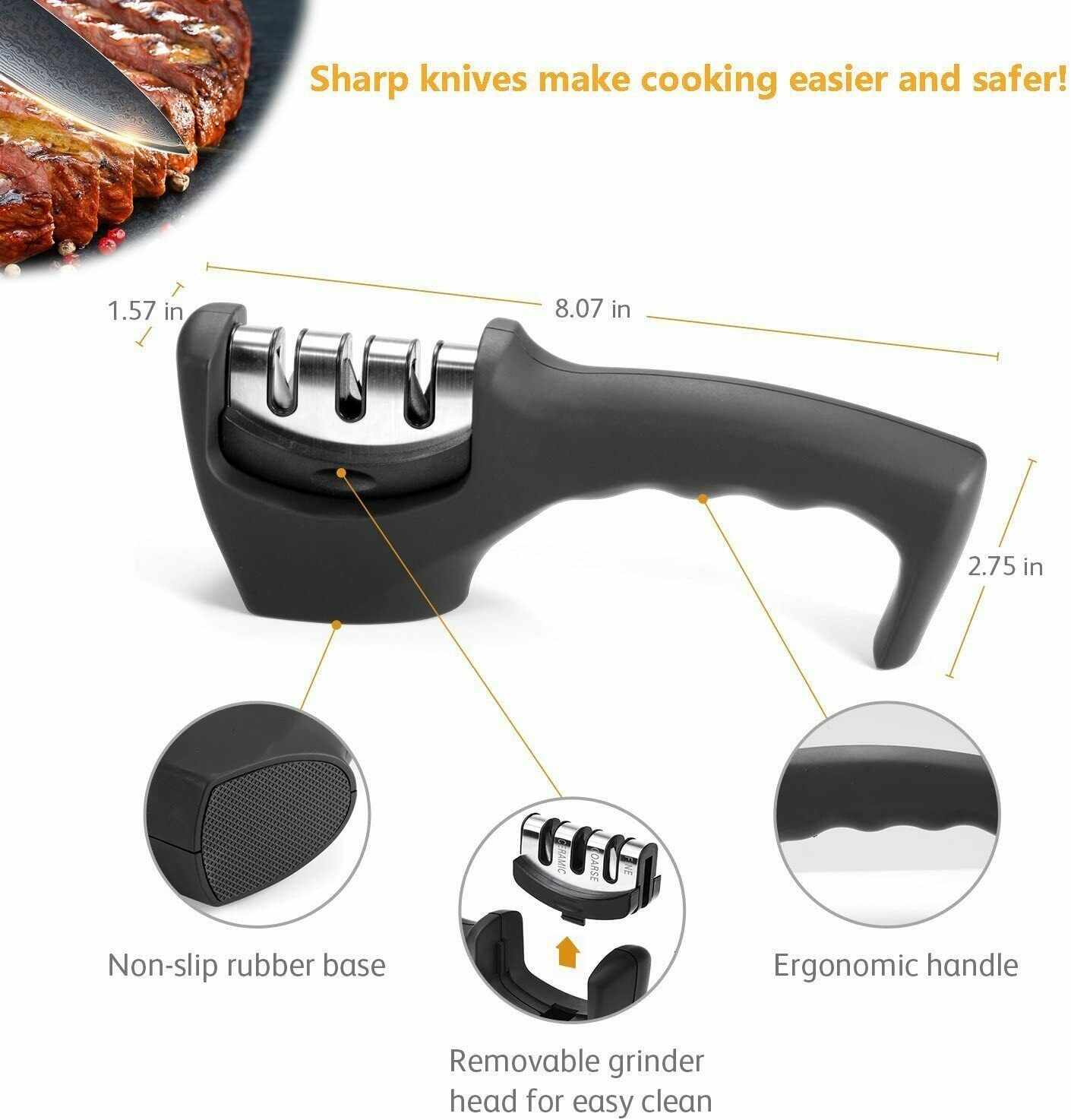 KNIFE SHARPENER Ceramic Tungsten Kitchen Knives Blade Sharpening System Tool USA - Mag Max Mart