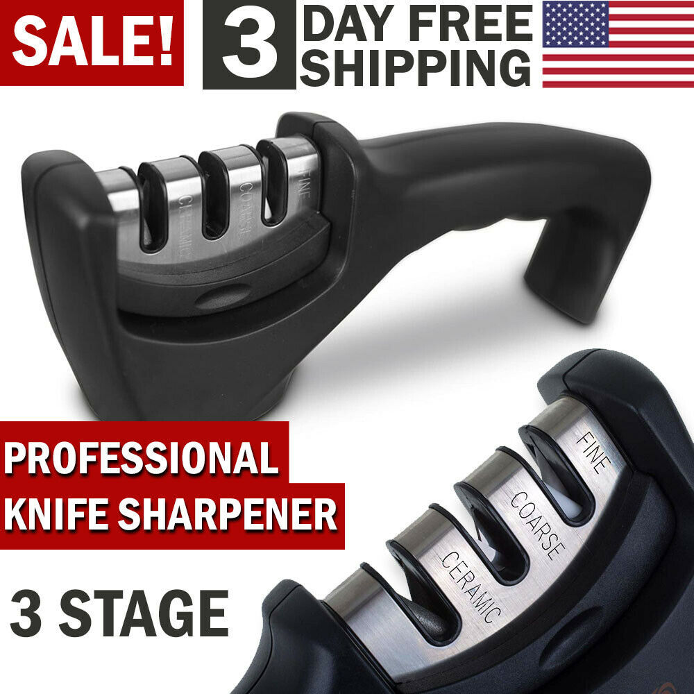 KNIFE SHARPENER Ceramic Tungsten Kitchen Knives Blade Sharpening System Tool USA - Mag Max Mart