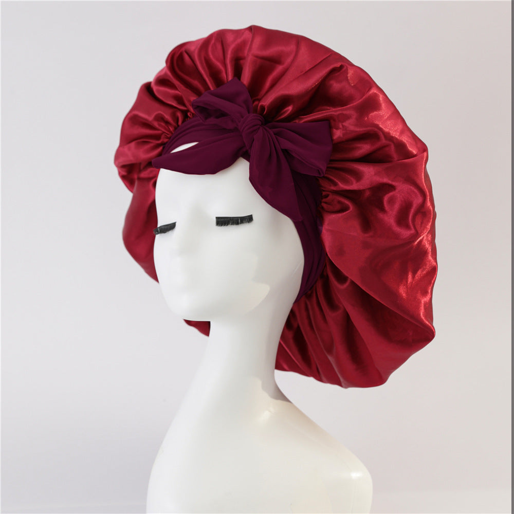 New Silk Bonnet For Sleeping Women Satin Bonnet Hair Bonnet Night Sleep Cap Scarf Wrap For Curly Hair With Tie Band For Curly Hair - MAGM Enterprises LLC