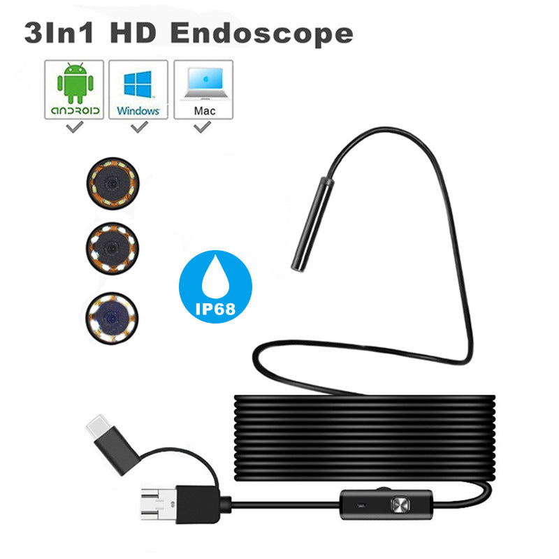 Endoscope 3 In 1 USB Micro USB Type-C Borescope Inspection - Mag Max Mart