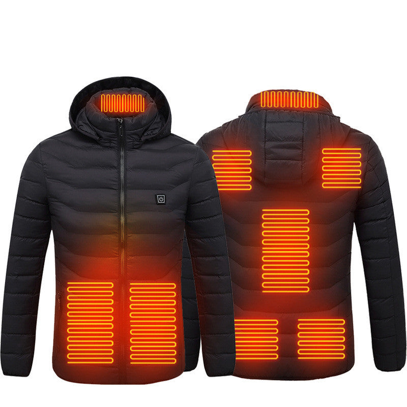 Men Heated Puffer Jacket Electric Heating Coat Insulated Hood Windbreaker 9Heat Zones - Mag Max Mart