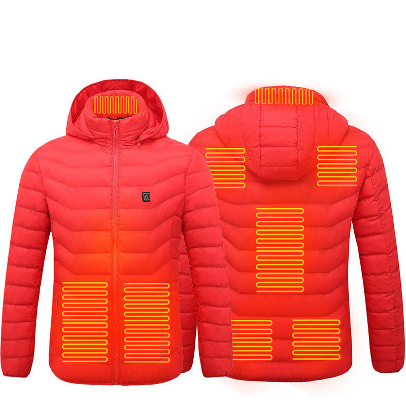 Men Heated Puffer Jacket Electric Heating Coat Insulated Hood Windbreaker 9Heat Zones - Mag Max Mart