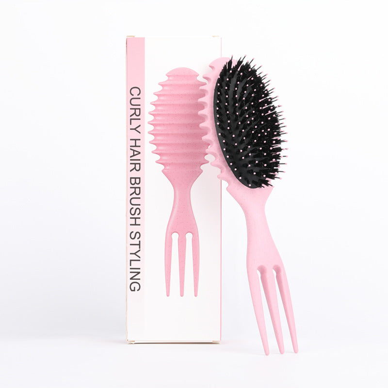 Curl Defining Bounce Hair Brush Barbershop Boar Bristle Comb Detangling Shaping Hairbrushes Professional Salon Home Styling Comb Women Hair Brush - Mag Max Mart