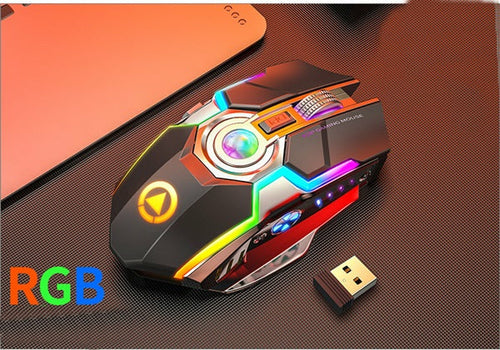 Color Wireless Gaming RGB Rechargeable Mute Button Mouse - Mag Max Mart