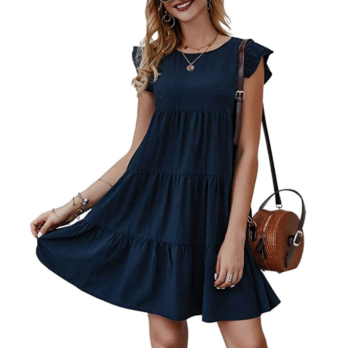 Womens Flowy Dress with Cap Sleeves Top Wear - MAGM Enterprises LLC