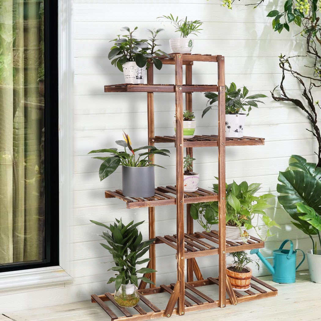 Indoor 6 Tier Wooden Plant Home Decor Stand - Plants Organizer - Mag Max Mart