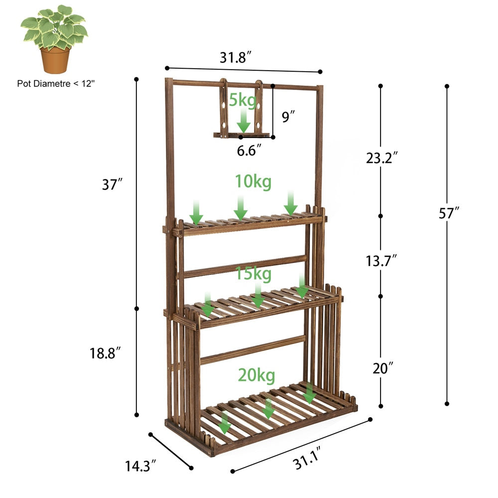 3 Tier Wooden Plant Home Decor Stand - Mag Max Mart