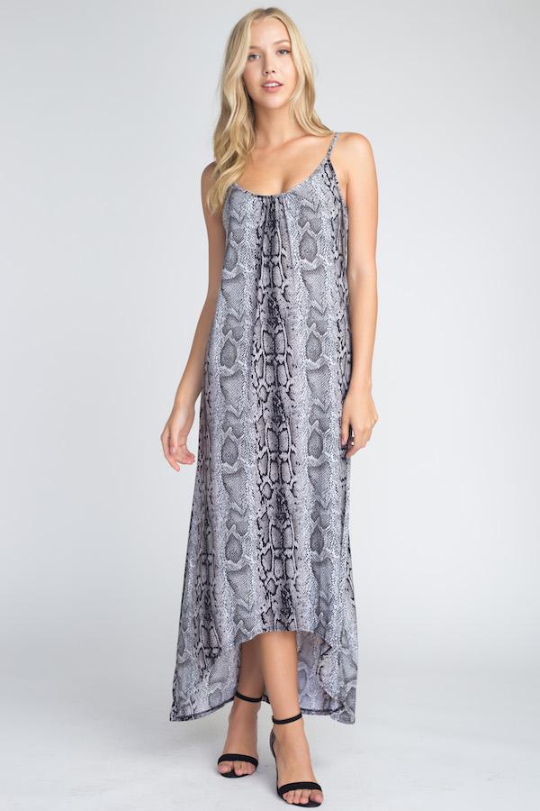 Women's Snakeskin Print Maxi loong Dress - MAGM Enterprises LLC