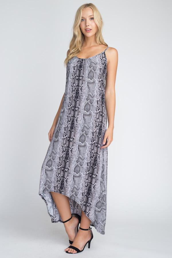 Women's Snakeskin Print Maxi loong Dress - MAGM Enterprises LLC