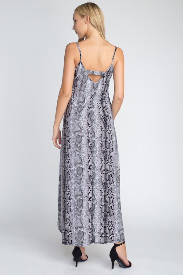 Women's Snakeskin Print Maxi loong Dress - MAGM Enterprises LLC