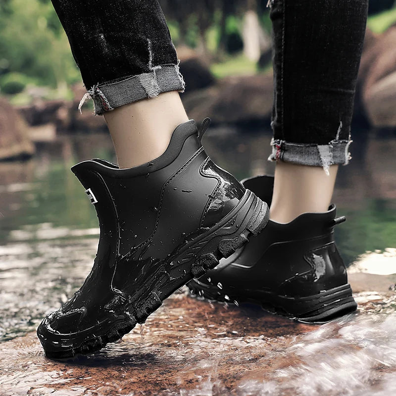 Hot Men's Fashion Rain Boot Men Outdoor Waterproof Slip-on Fishing - MAGM Enterprises LLC