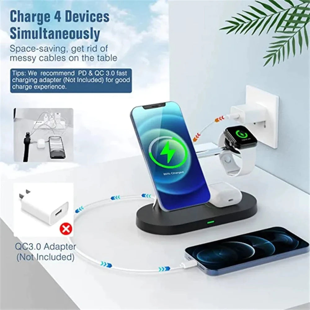 Desktop Magnetic Wireless Charging Station with Built in Lights - Mag Max Mart