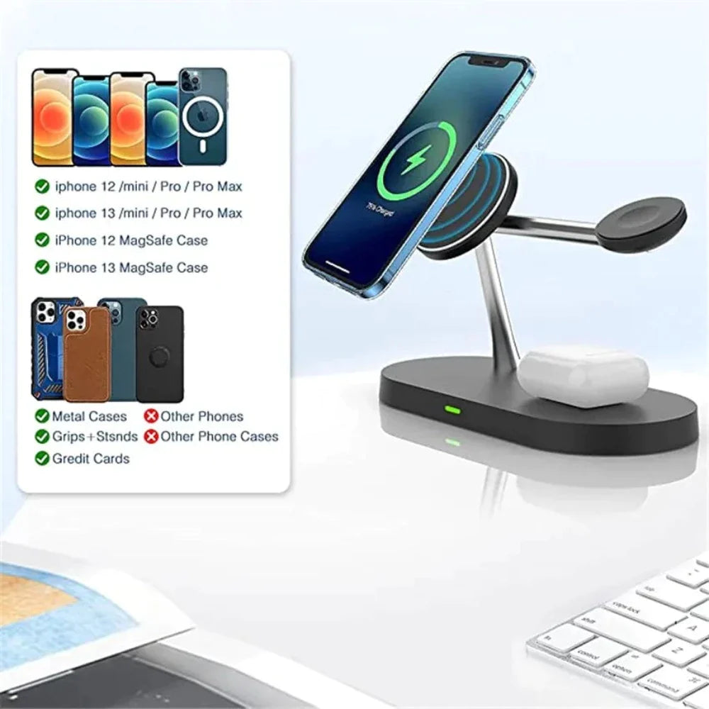 Desktop Magnetic Wireless Charging Station with Built in Lights - Mag Max Mart