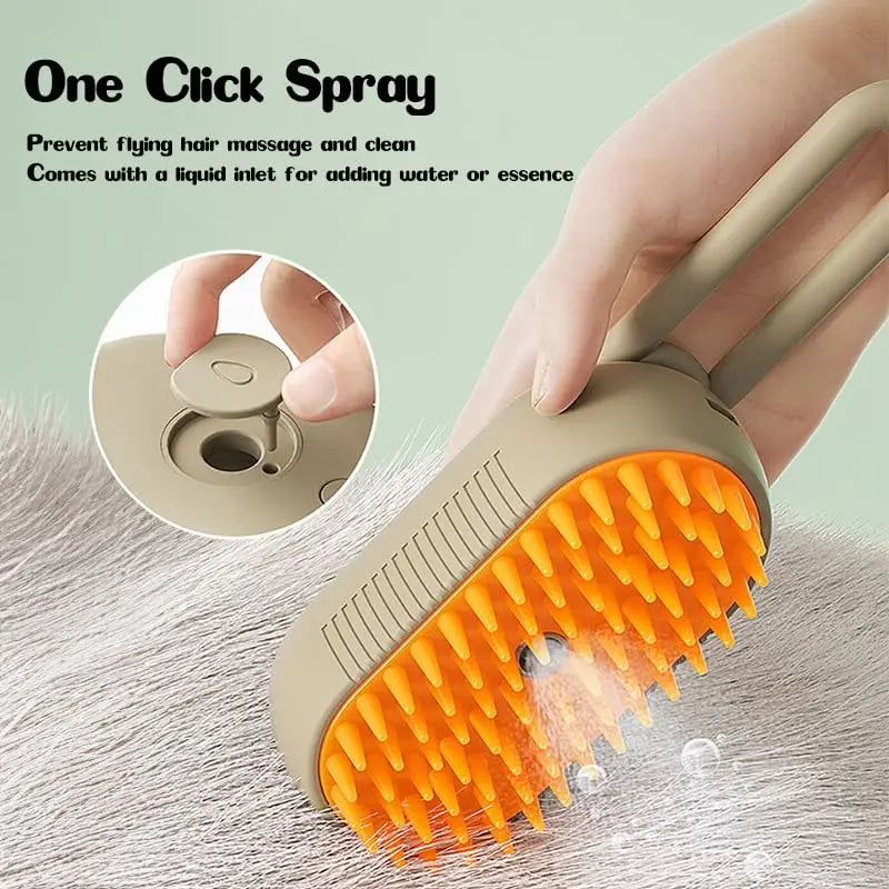 Steamy Dog Brush Electric Spray Cat Hair Brush 3 in1 Dog Steamer Brush for Massage Pet Grooming Removing Tangled and Loose Hair - Mag Max Mart