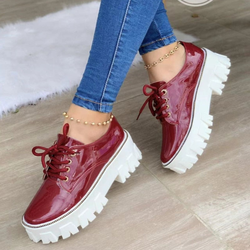 Thick Heel Flat Platform Oxford Women Shoes - MAGM Enterprises LLC