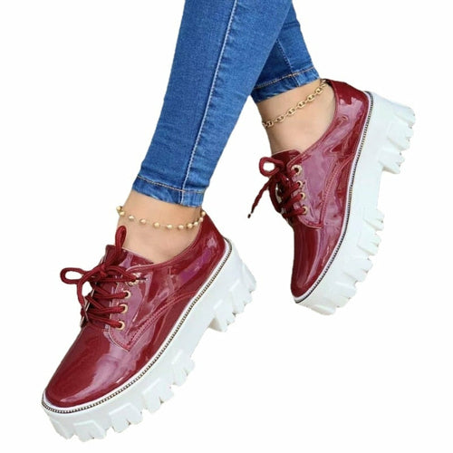 Thick Heel Flat Platform Oxford Women Shoes - MAGM Enterprises LLC