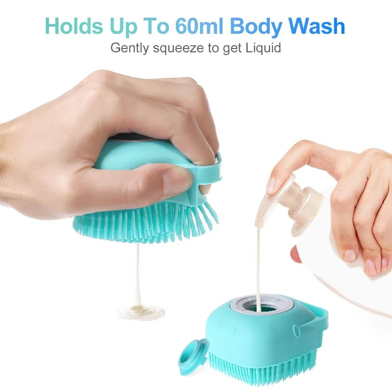 Pet Dog Shampoo Brush 2.7oz 80ml Cat Massage Comb Grooming Scrubber  for Bathing Short Hair Soft Silicone Rubber - Mag Max Mart