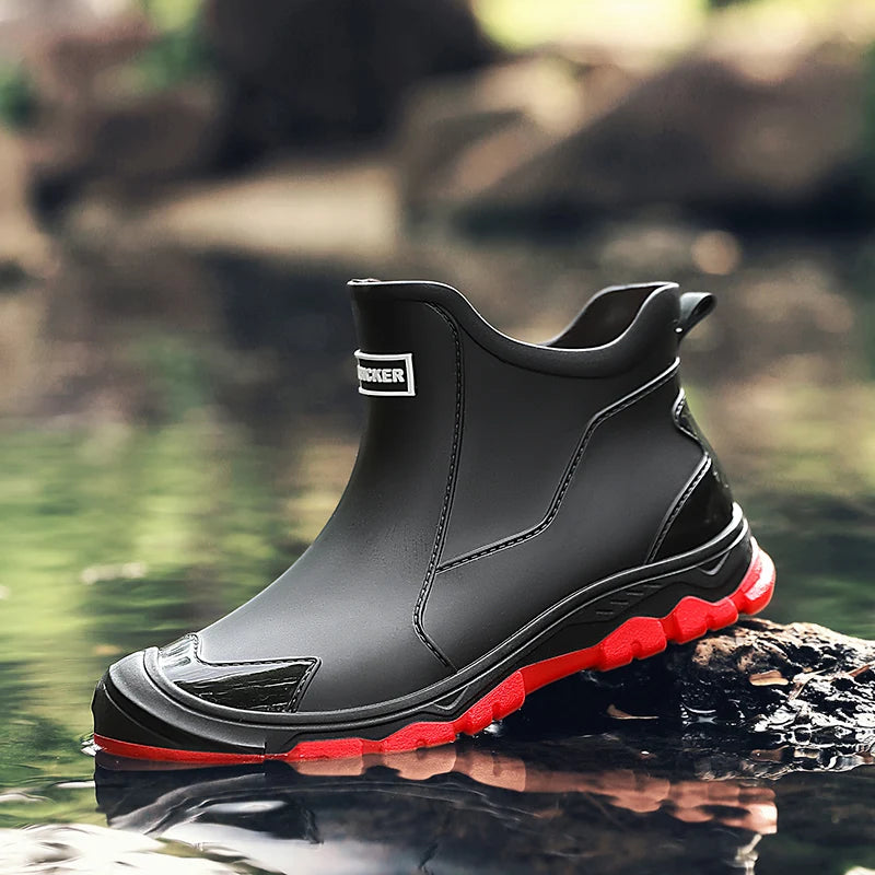 Hot Men's Fashion Rain Boot Men Outdoor Waterproof Slip-on Fishing - MAGM Enterprises LLC