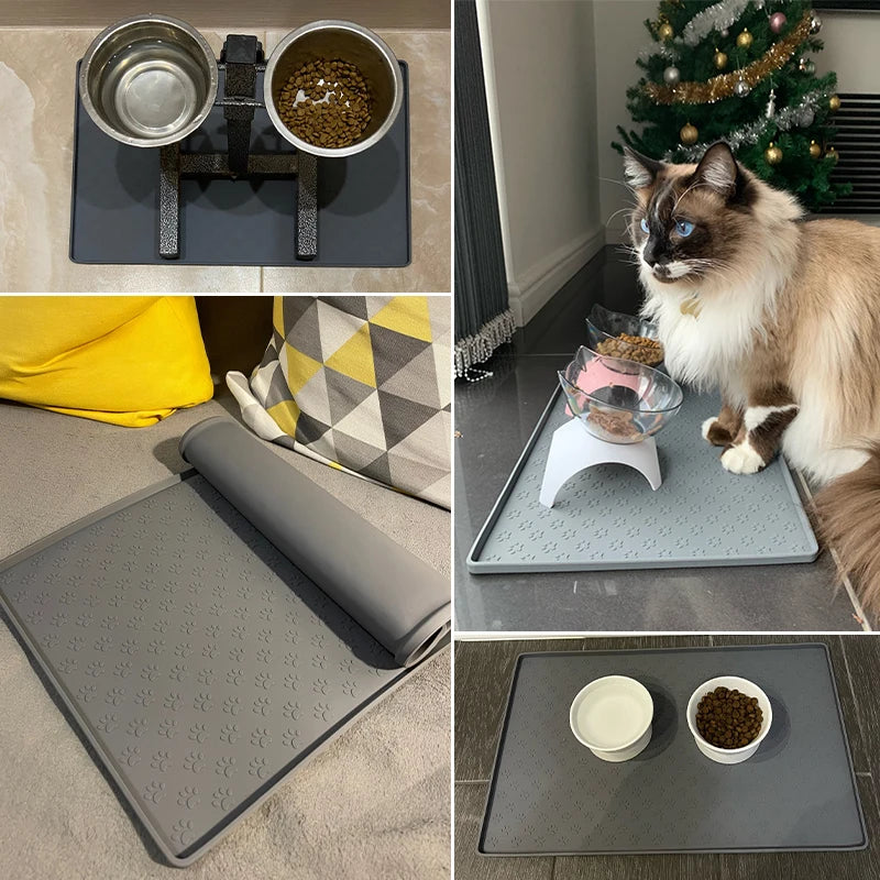 Pet Placemat Dog Food bowl Mat Cat Feed Mat Cat Dog Drinking Feeding Placemat Silicone Waterproof Pet Bowl Pad Feeder Mats - Mag Max Mart