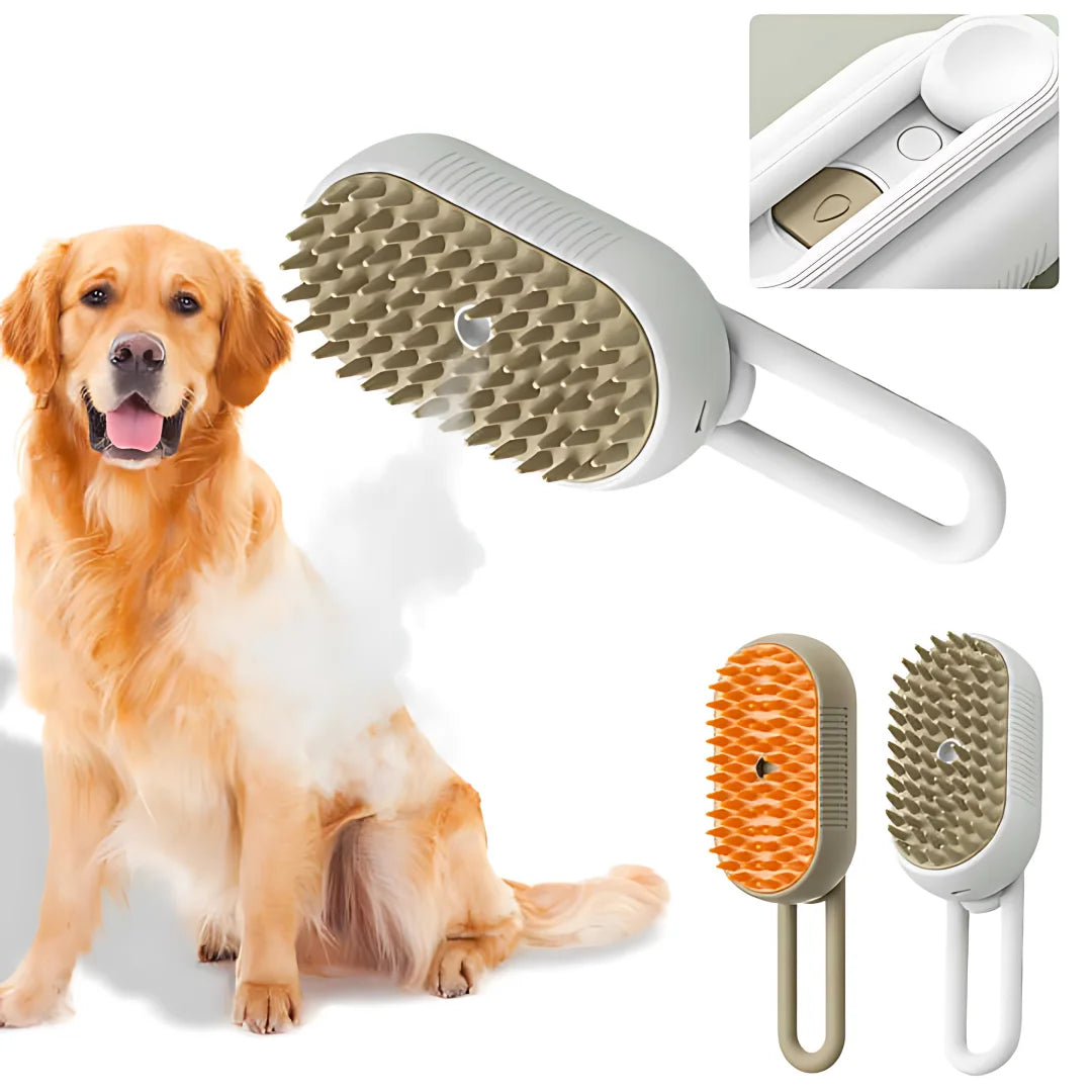 Steamy Dog Brush Electric Spray Cat Hair Brush 3 in1 Dog Steamer Brush for Massage Pet Grooming Removing Tangled and Loose Hair - Mag Max Mart