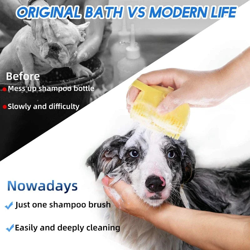 Pet Dog Shampoo Brush 2.7oz 80ml Cat Massage Comb Grooming Scrubber  for Bathing Short Hair Soft Silicone Rubber - Mag Max Mart