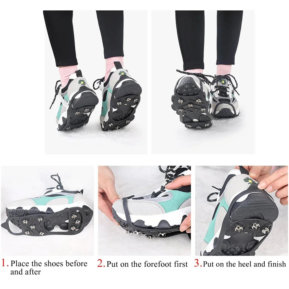 1Pair 8-Snow Teeth Anti-Skid Snow Lce Climbing Shoe Spikes Ice Grips - MAGM Enterprises LLC