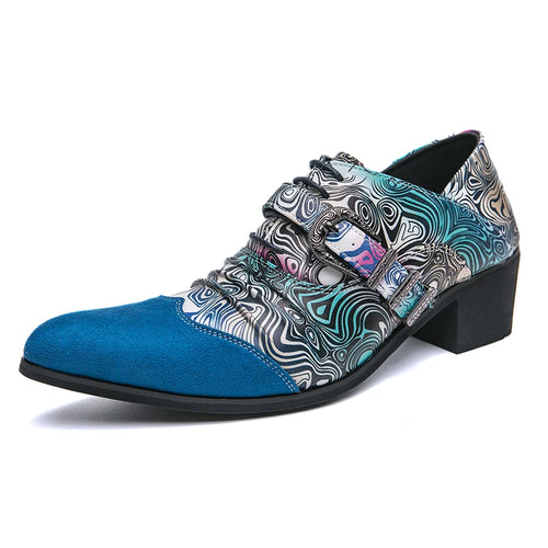 Fashion Colorful Printed Man Dress Shoes Leather High Heel - MAGM Enterprises LLC