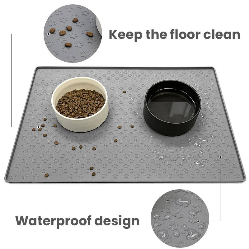 Pet Placemat Dog Food bowl Mat Cat Feed Mat Cat Dog Drinking Feeding Placemat Silicone Waterproof Pet Bowl Pad Feeder Mats - Mag Max Mart