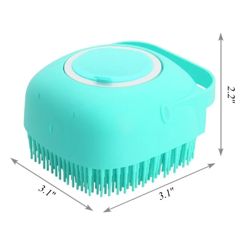 Pet Dog Shampoo Brush 2.7oz 80ml Cat Massage Comb Grooming Scrubber  for Bathing Short Hair Soft Silicone Rubber - Mag Max Mart