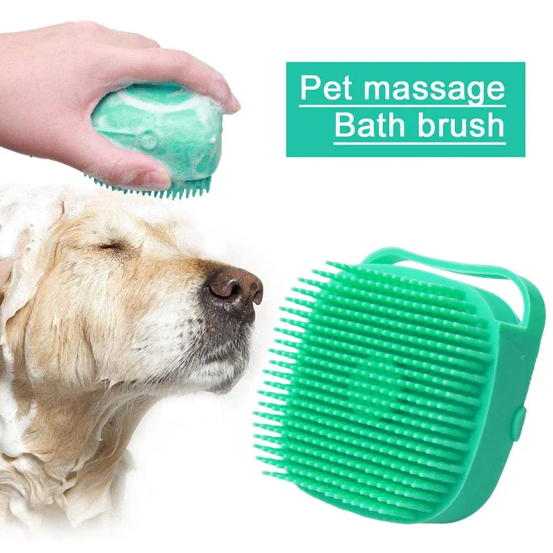 Pet Dog Shampoo Brush 2.7oz 80ml Cat Massage Comb Grooming Scrubber  for Bathing Short Hair Soft Silicone Rubber - Mag Max Mart